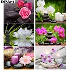 Daimond картина 5D, полный квадратныйкруглый религиозный буддизм, Свеча в форме орхидеи, стразы, вышивка крестиком, мозаика M100