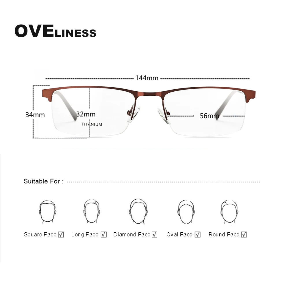 2020 Titanium Alloy eyeglasses Men Glasses Frame Male eyewear Myopia Prescription Computer Transparent Half Metal Eye | Аксессуары для