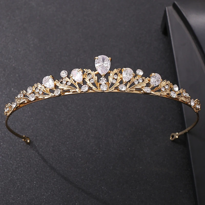 

GS002 Fashion korean plain alloy zircon crown tiara princess bridal wedding hair hoop women wedding headpiece hair accessory