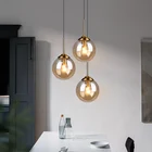 Современный светодиодный подвесной светильник янтарный прозрачный стеклянный прикроватный светильник обеденный стол гостиная кухня подвесные светильники Светодиодный E27