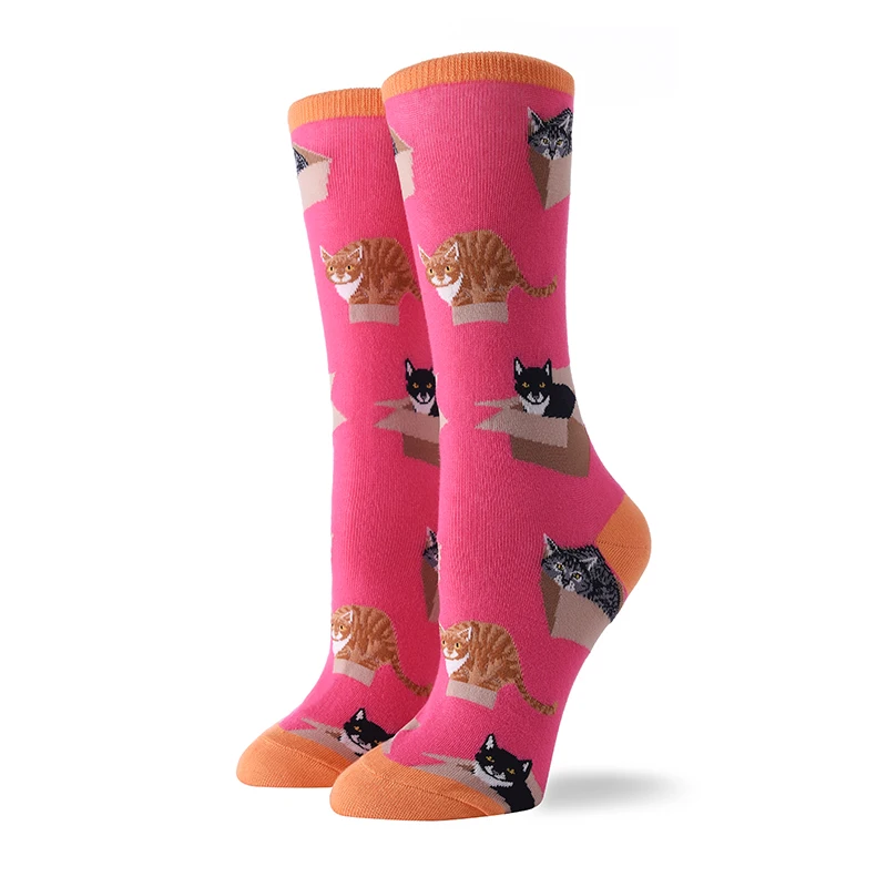 Высокие носки meia medias de mujer длинные calcetines divertido с животным принтом moda зима осень happy sheer Новинка Хлопок Женские - Цвет: 7