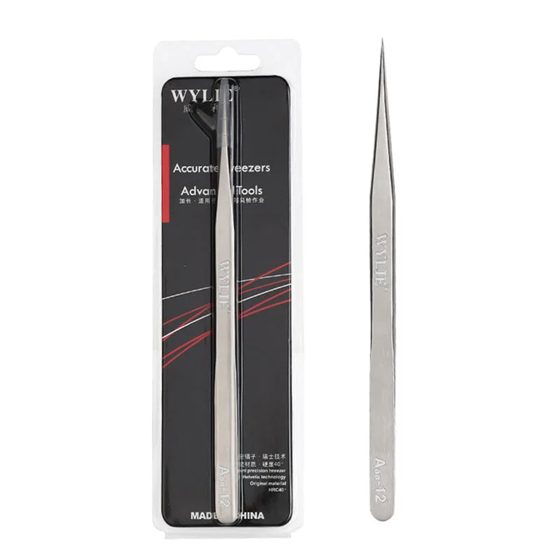 WYLIE Aaa-14 Aaa-12 Precision Repair Tweezers 16 cm long pointed stainless steel extra sharp hardened tweezers for mobile repair |