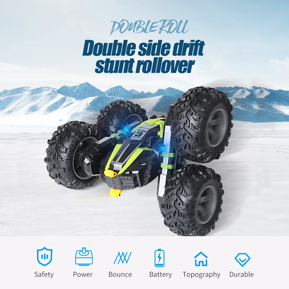 

Трюковая машина 4WD 2,4G, двухсторонний дрифтовый переворачиватель, вращение на 360 °, дистанционное управление, Rock Crawler Flip, Детский Танк, мини-иг...