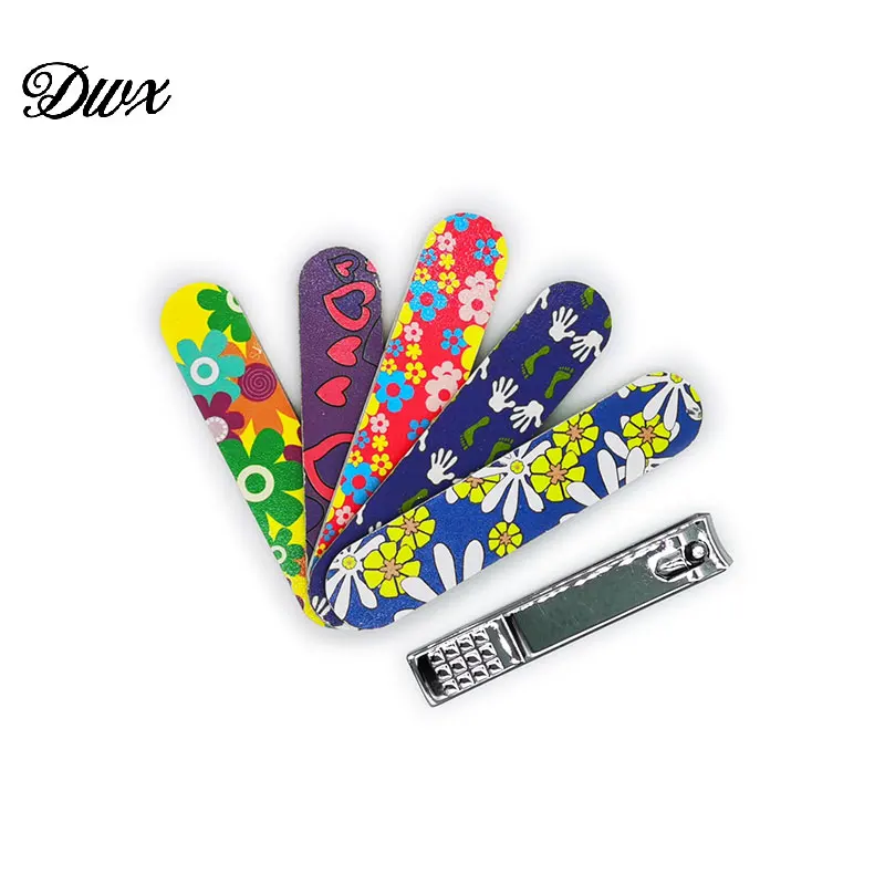 Мини пилочка для ногтей 20 шт. + 2 кусачки буферы с рисунком пилочки натуральной