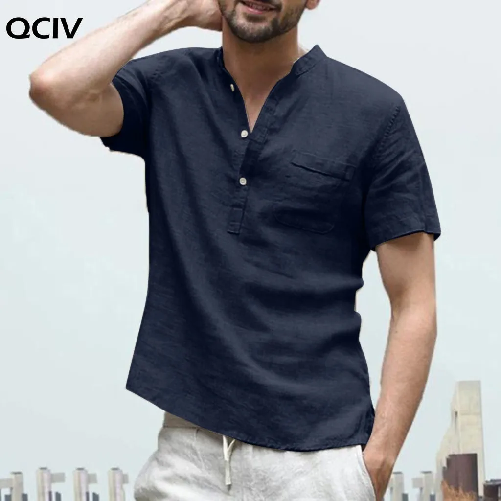 

Men Baggy Cotton Linen Male Blouse Solid Color Summer Short Sleeve Retro Comfortable Shirts Male Tops Camisa