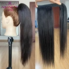 Накладной хвост человеческие волосы бразильский прямой конский хвост Реми накладные волосы на заколке для конского хвоста для женщин 120 г