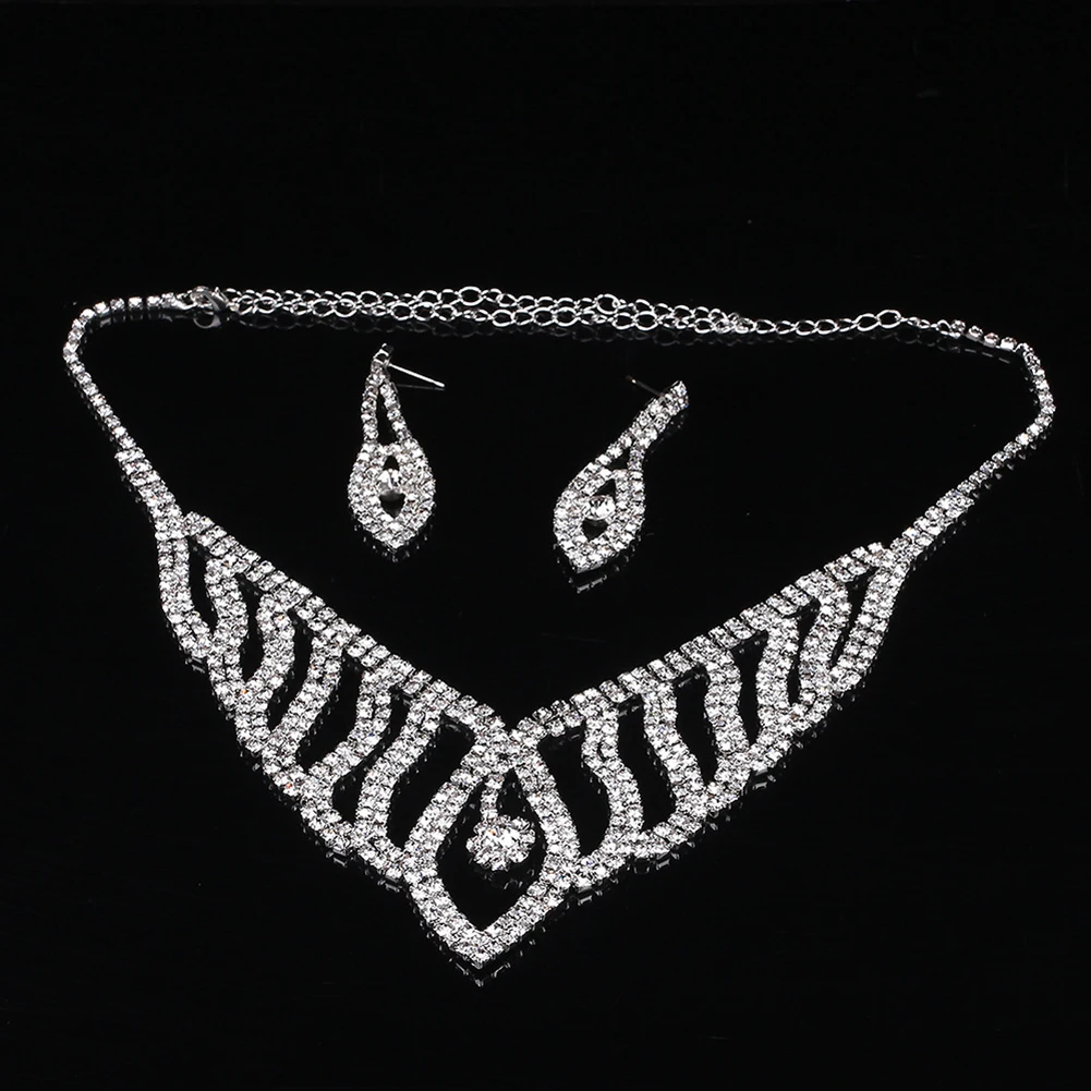 Роскошные свадебные комплекты ювелирных изделий полые сетчатые серьги с