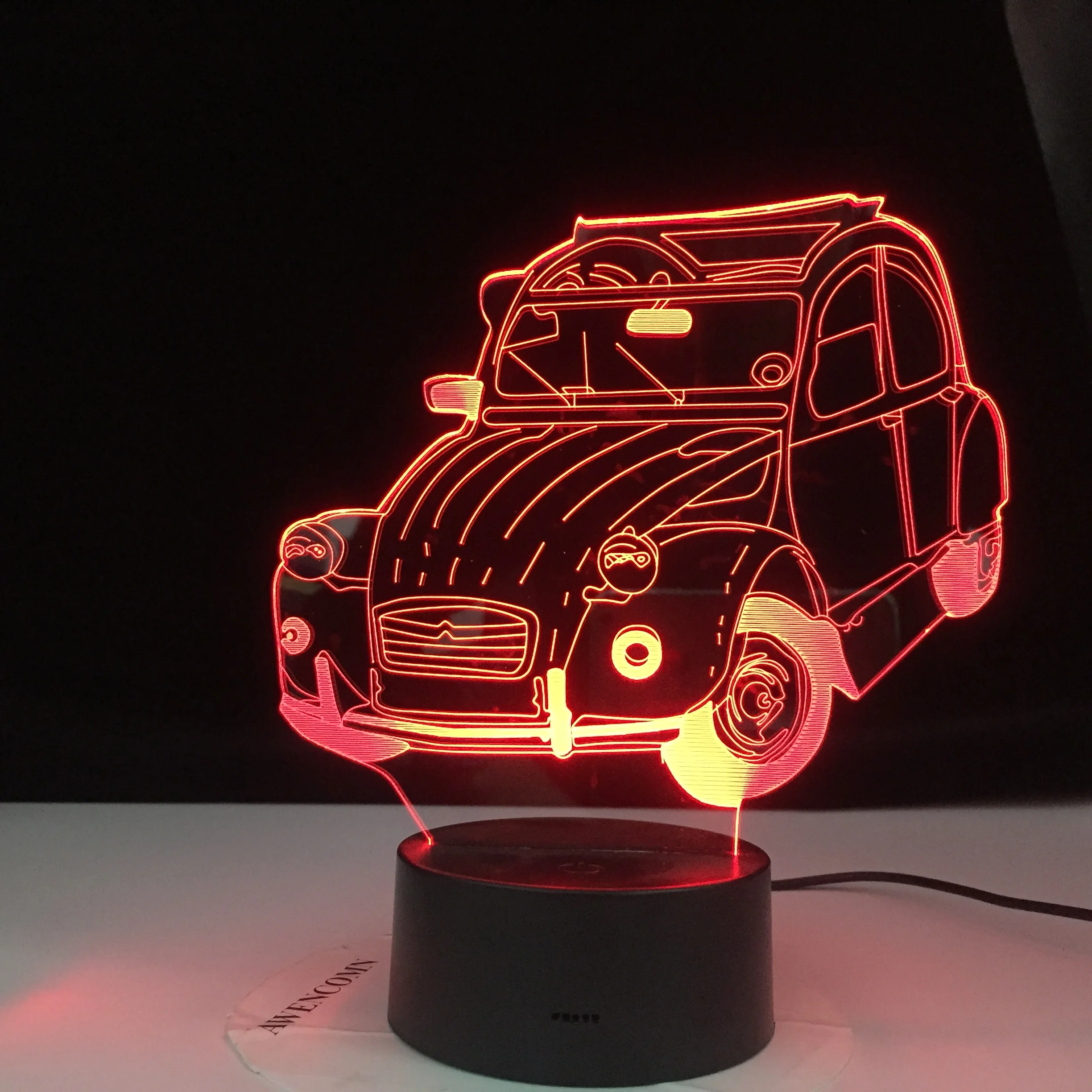 3D 4633 автомобильный винтажный крутой 3d светильник 2cv иллюзия светодиодный Ночной