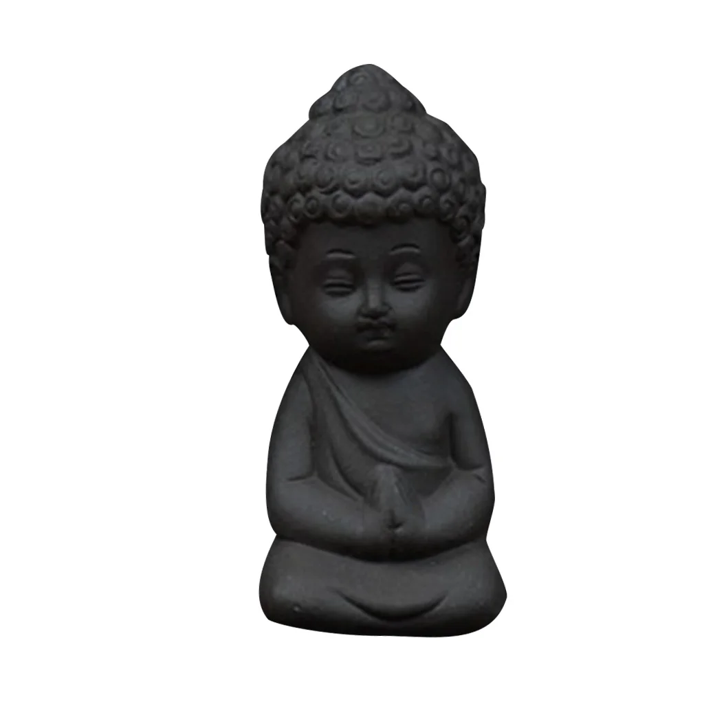 

Black Pottery Tea Accessory Little Buddha Figurine Tea Pet Decoration