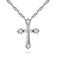 christian silver color cross necklace crystal crucifix long necklaces and pendants women chain valentine gift rhinestone new