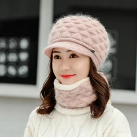 ncmama new women winter hat keep warm cap hat scarf set fashion hats for women casual rabbit fur outdoor knitted bucket hat