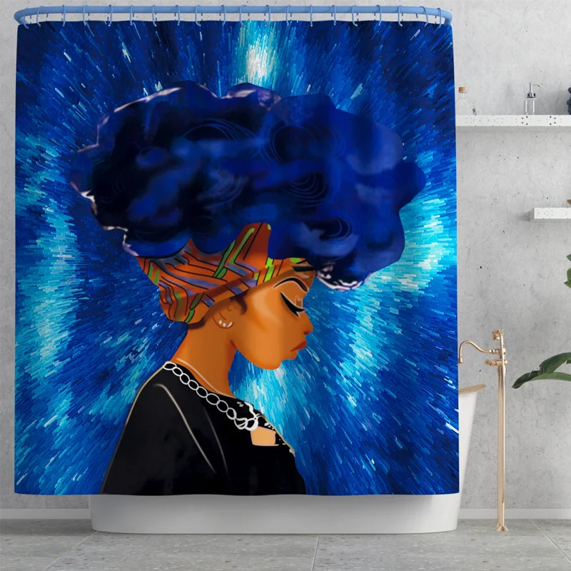 Африканская американская красивая девушка прочная занавеска для душа ванной s
