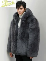 new natural fox 2021 winter jacket real coat men hooded genuine fur jackets and coats warm 8290 kj4419