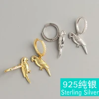 s925 pure silver female joker fold wear ear clip set auger parrot bird like silver ear clip earrings ear ring