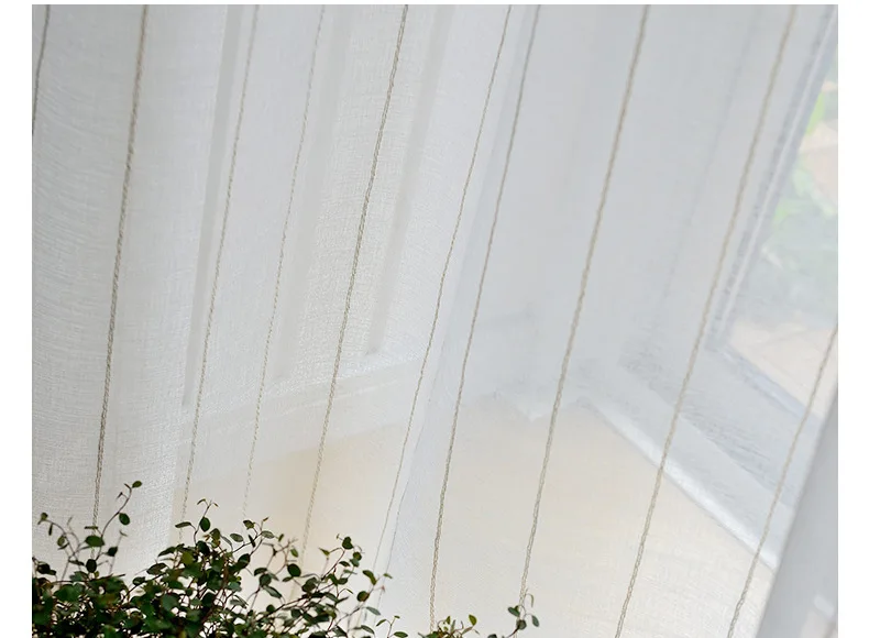 New Window curtain white striped custom window screen cotton and linen gauze hotel living room balcony bedroom | Дом и сад