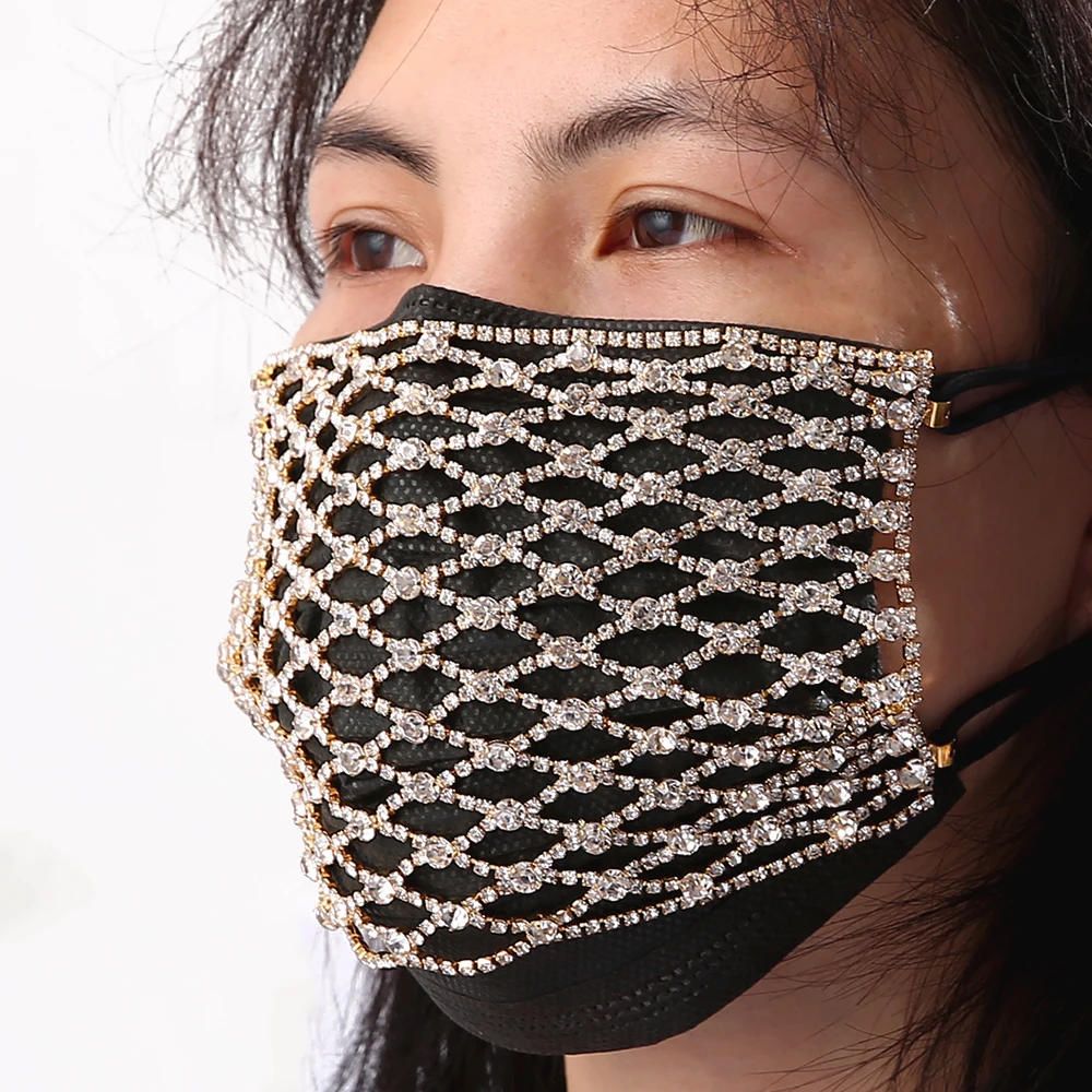 2020 модная маска Стразы в форме сердца ювелирная вуаль для женщин с украшением из