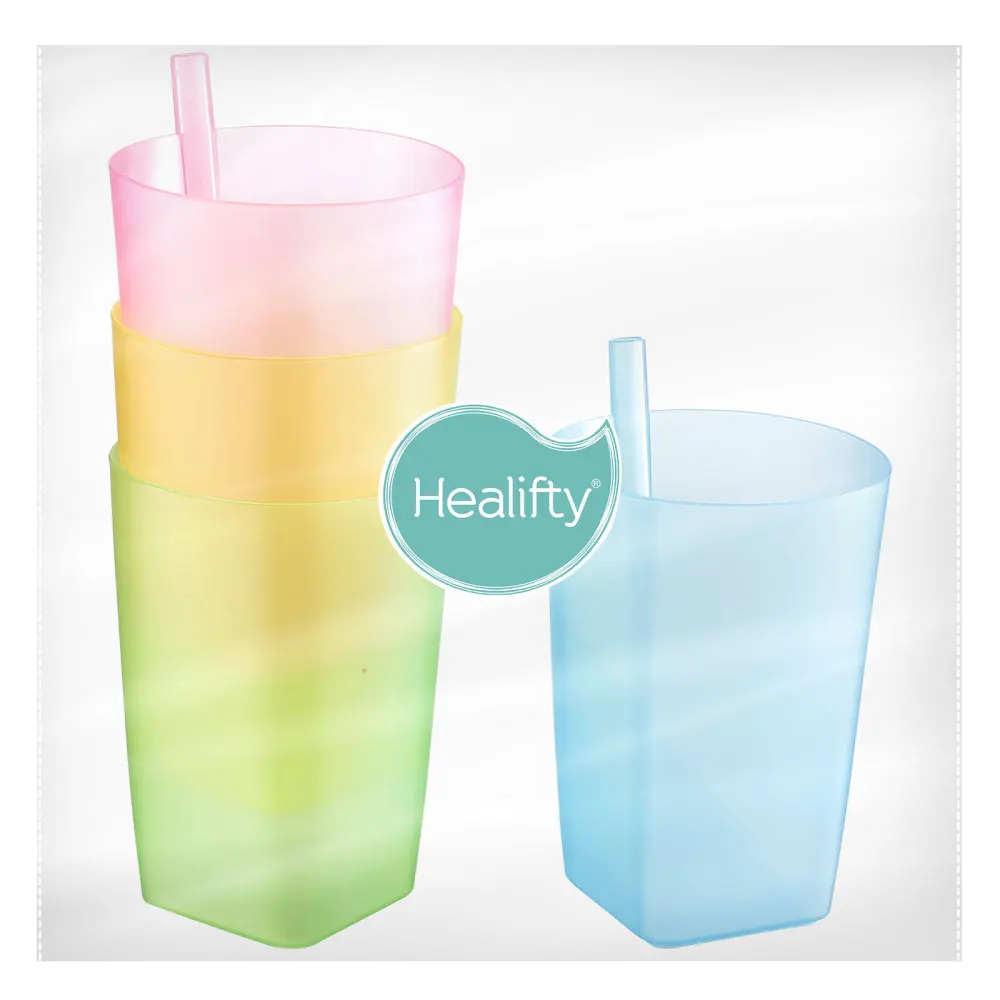 

Healifty 4pcs Baby Sip Cup with Built in Straw Brightly Colored Toddler Drink Cup