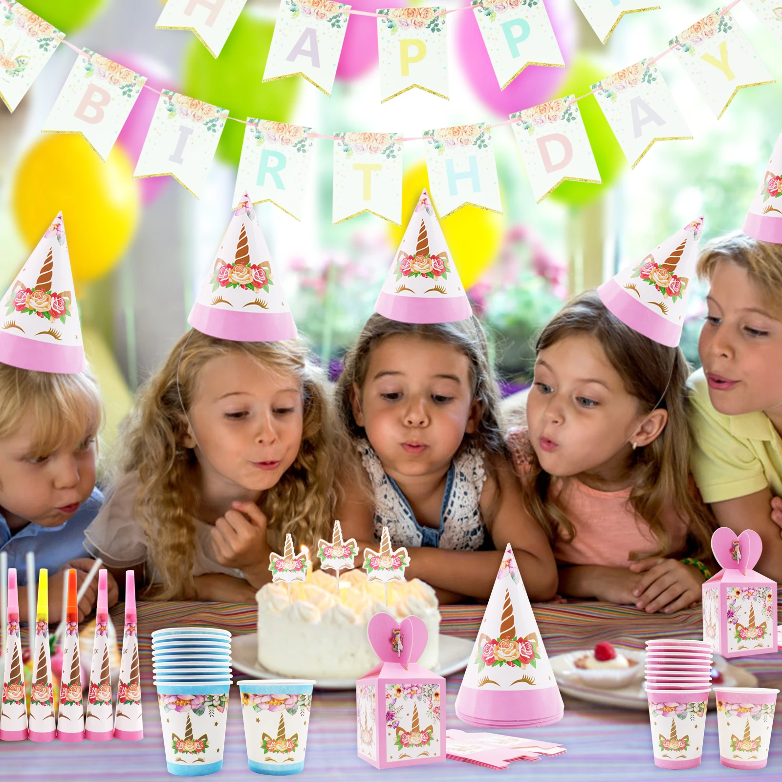 Розовый Единорог 1st на день рождения вечерние украшения дети латексные шары Рог