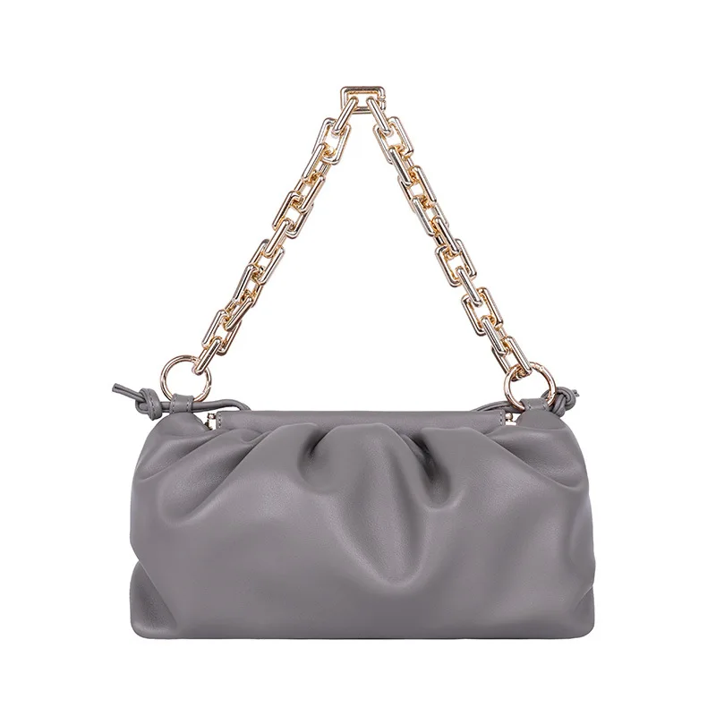 

2021 new ladies one-shoulder armpit fold soft leather chain bag fashion leather messenger bag
