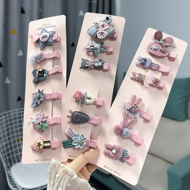 4/6 Pcs Gift Cartoon Pattern Set Children Girl Hair Clip Band Animals Clips Girls Cute Rabbit Baby Hairpins |
