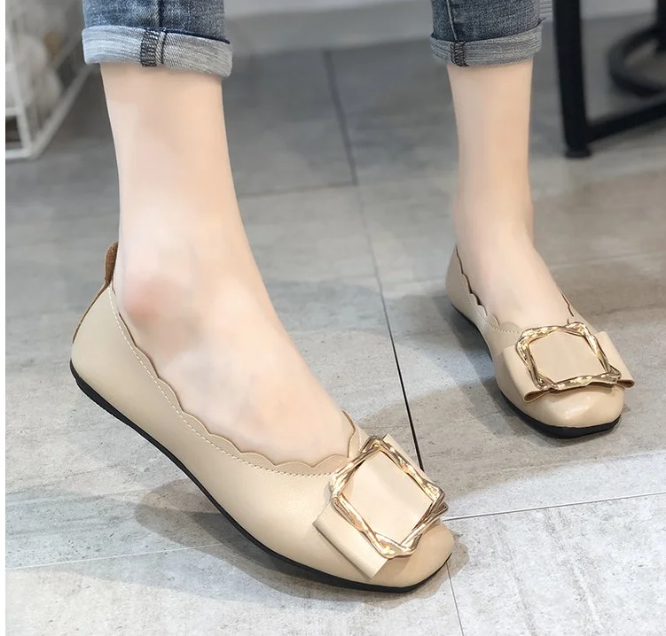

Spring and Autumn Women Mules Newest Korean Shallow Mouth Female Flat Shoes Students Round Toe Head Peas Flats