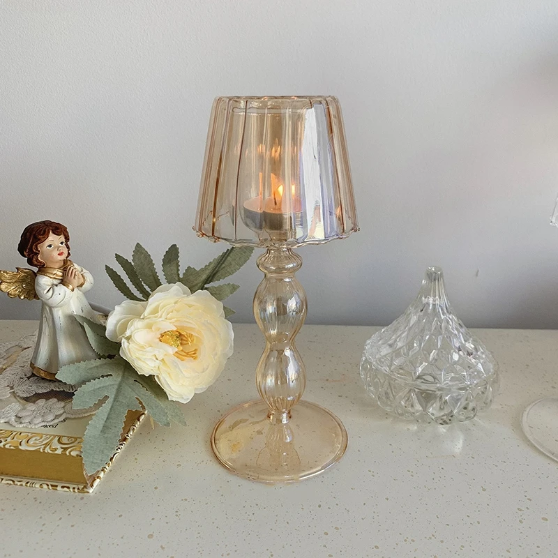 Настольная лампа в форме полосы стиле ретро стеклянный подсвечник романтическое