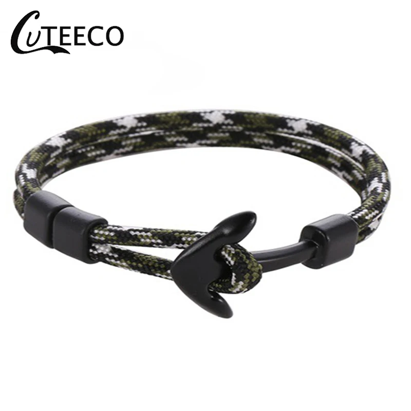 

CUTEECO Couple Bracelets Popular stainless steel Anchor Bracelets Bangles Braided Polyester Rope Bracelets For Women Men