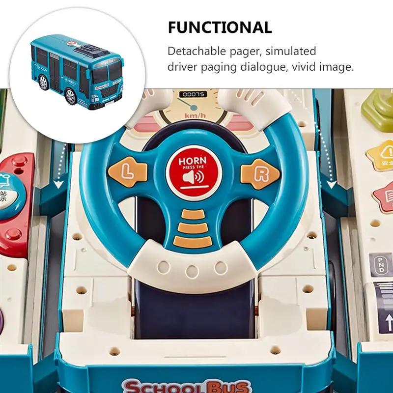 

1pc Deformation School Bus Early Childhood Steering Wheel Toy No Battery