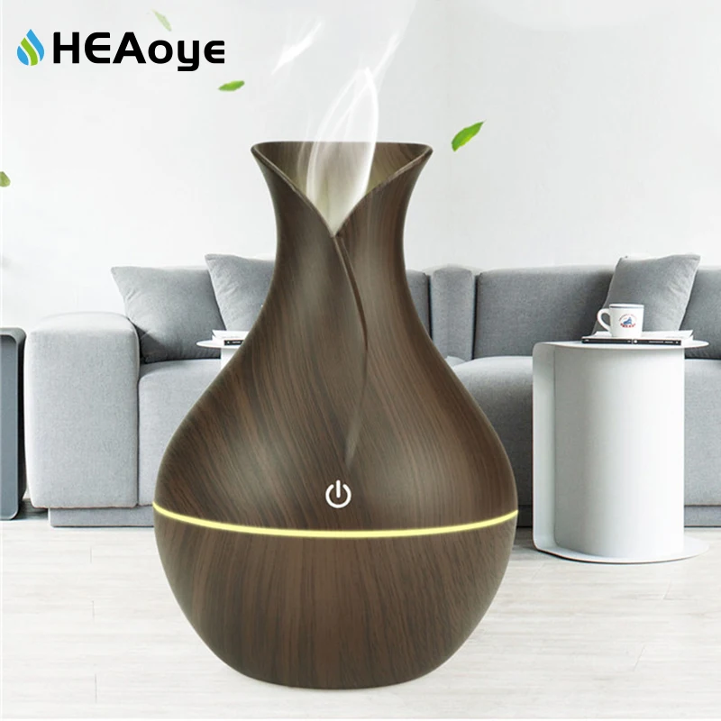 USB Wood Grain Essential Oil Diffuser Ultrasonic Air Humidifier Household Aroma Aromatherapy Mist Maker with Light | Бытовая техника