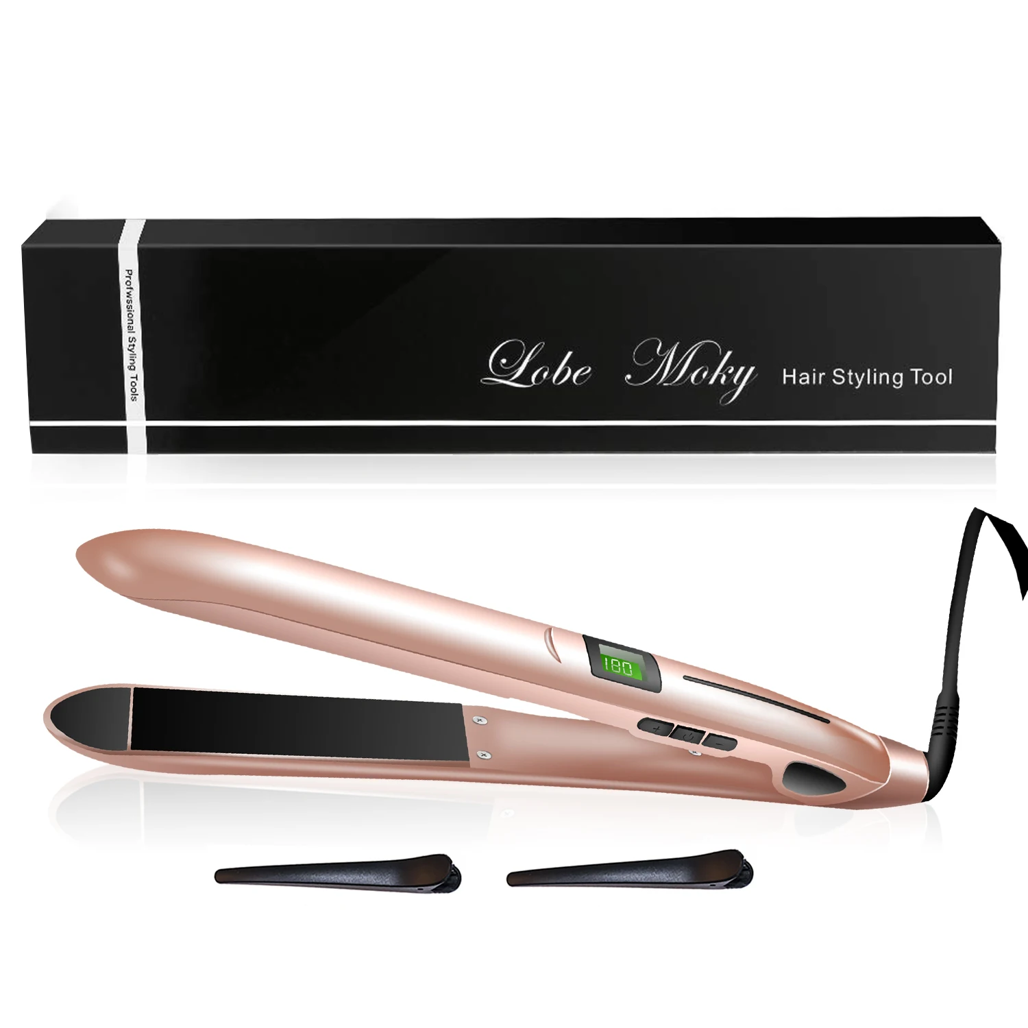 

Hair Straightener Flat Iron Hair Curler Straightening Irons LCD Display Titanium Plates Electric Ceramic Flat Iron Hair