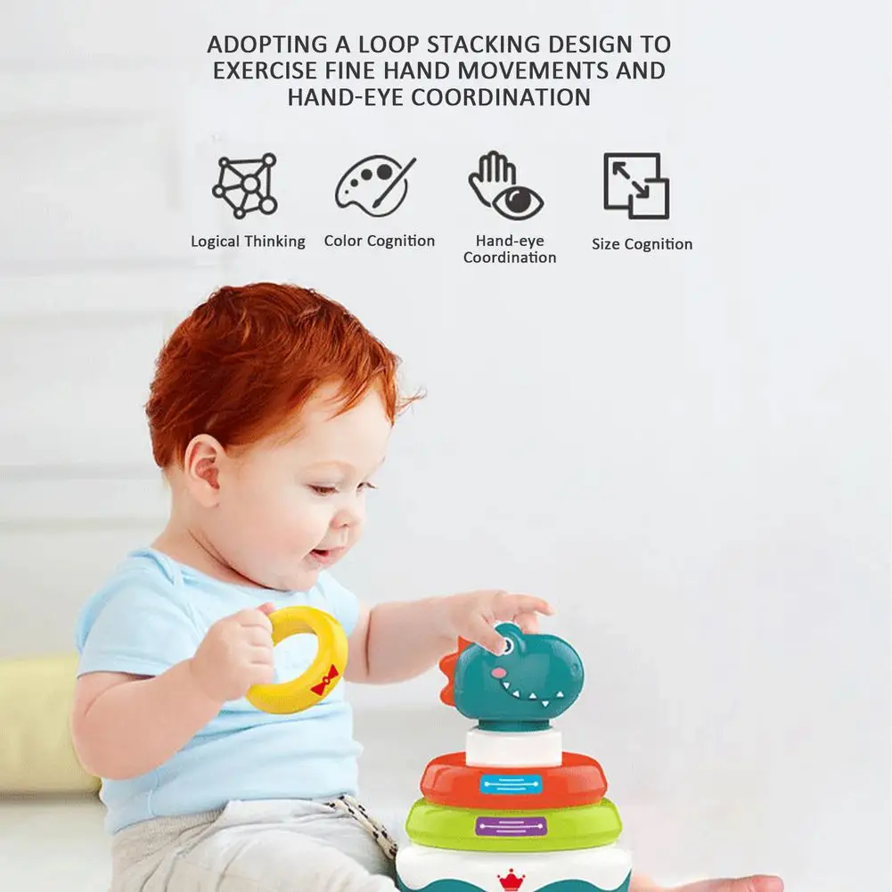 Rainbow Rattle Stacking Rings Educational Baby Tumbler Toys Colorful Nesting Early Learning Sensory With D | Игрушки и хобби