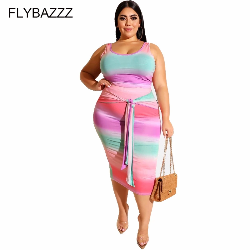 Spaghetti Straps Sexy Rainbow Skirt 2 Two Piece Set 2019 Summer Women Fashion Casual Suit Party Beach Dress Cover-ups Plus Size | Женская