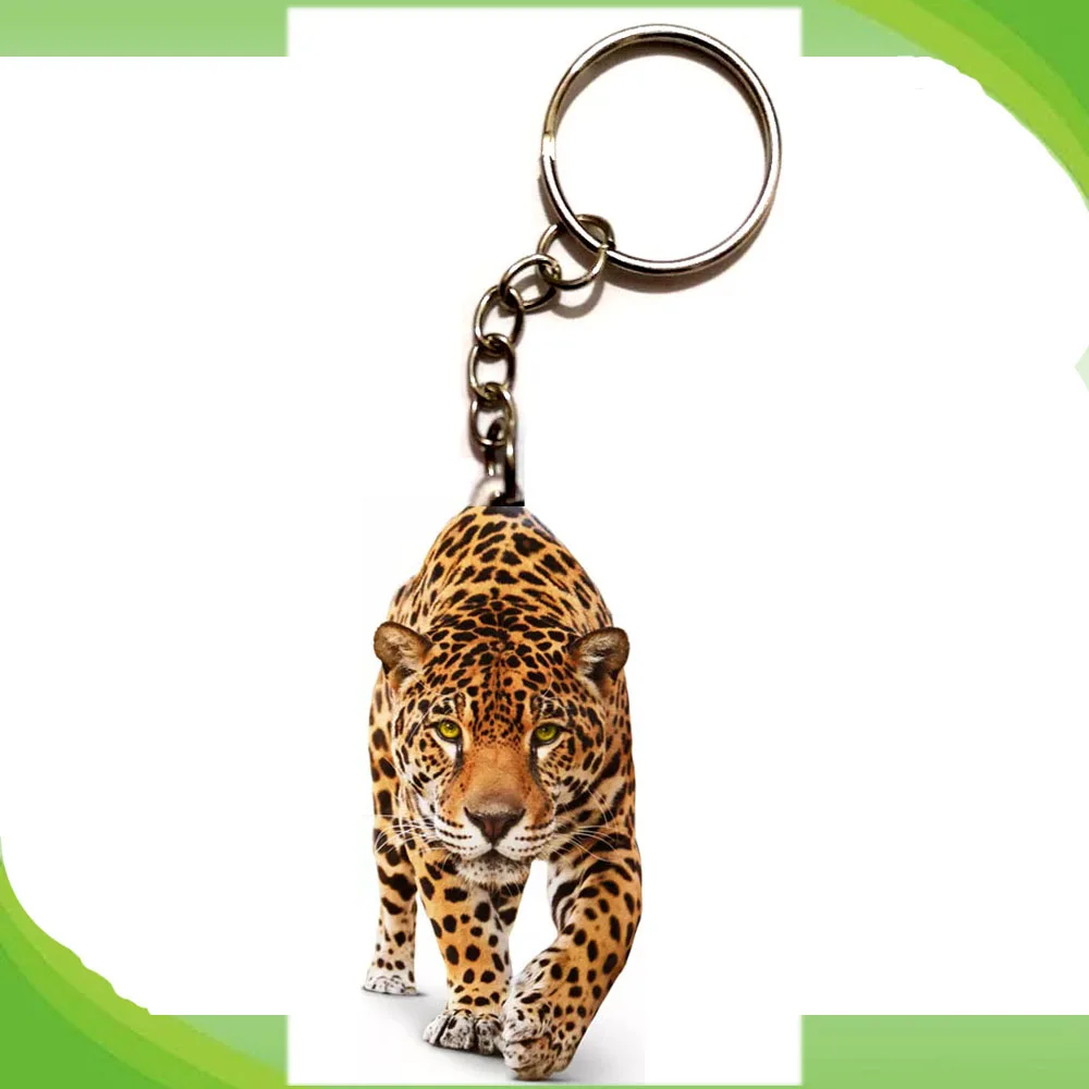 

Vintage Acrylic Leopard Keyrings AU Animal 1pcs/lot keyring Gift Men Key Chain Love Big Cat Pet Cute New Steel keychain Key Ring
