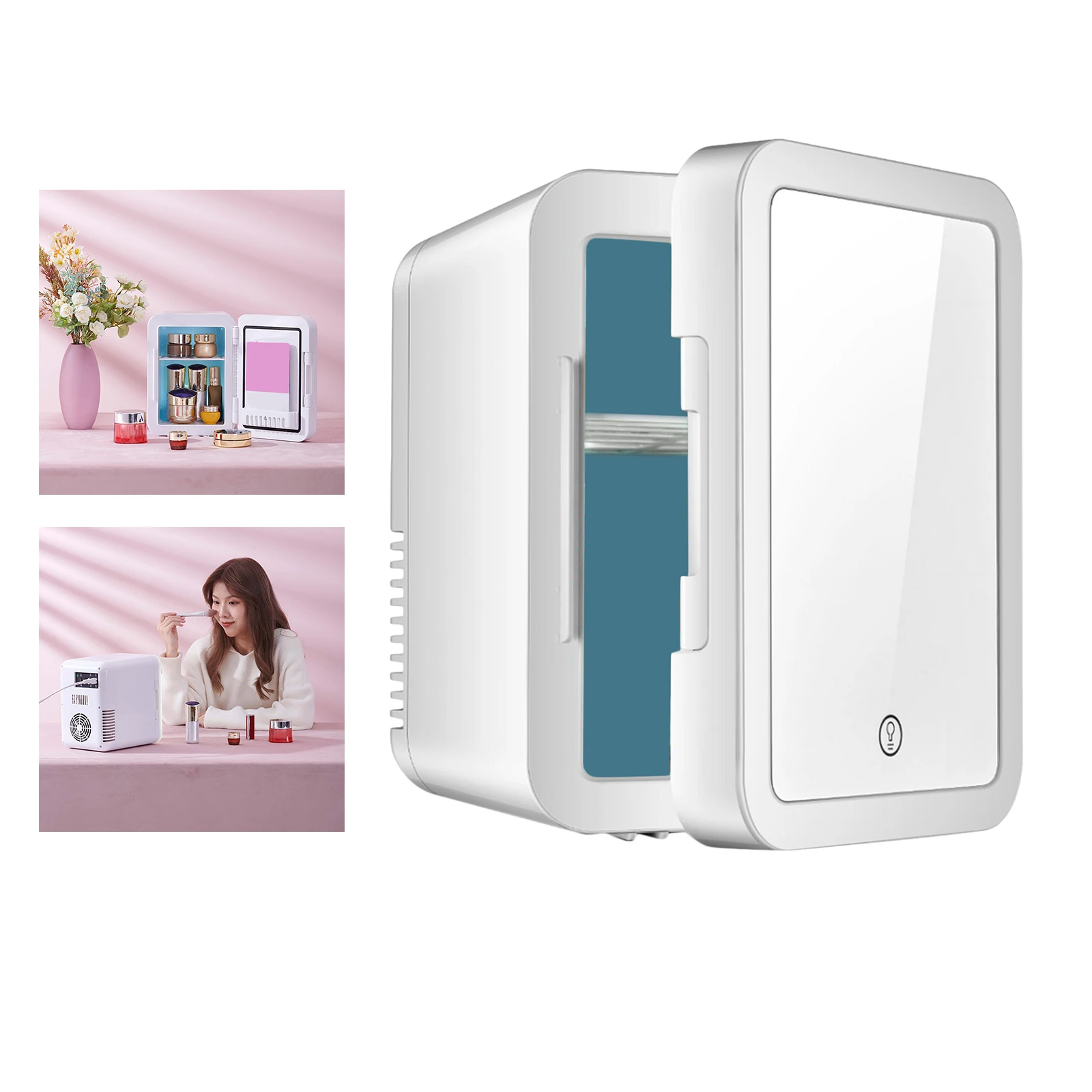 Портативный мини-холодильник на 5 л для хранения косметики зеркальный
