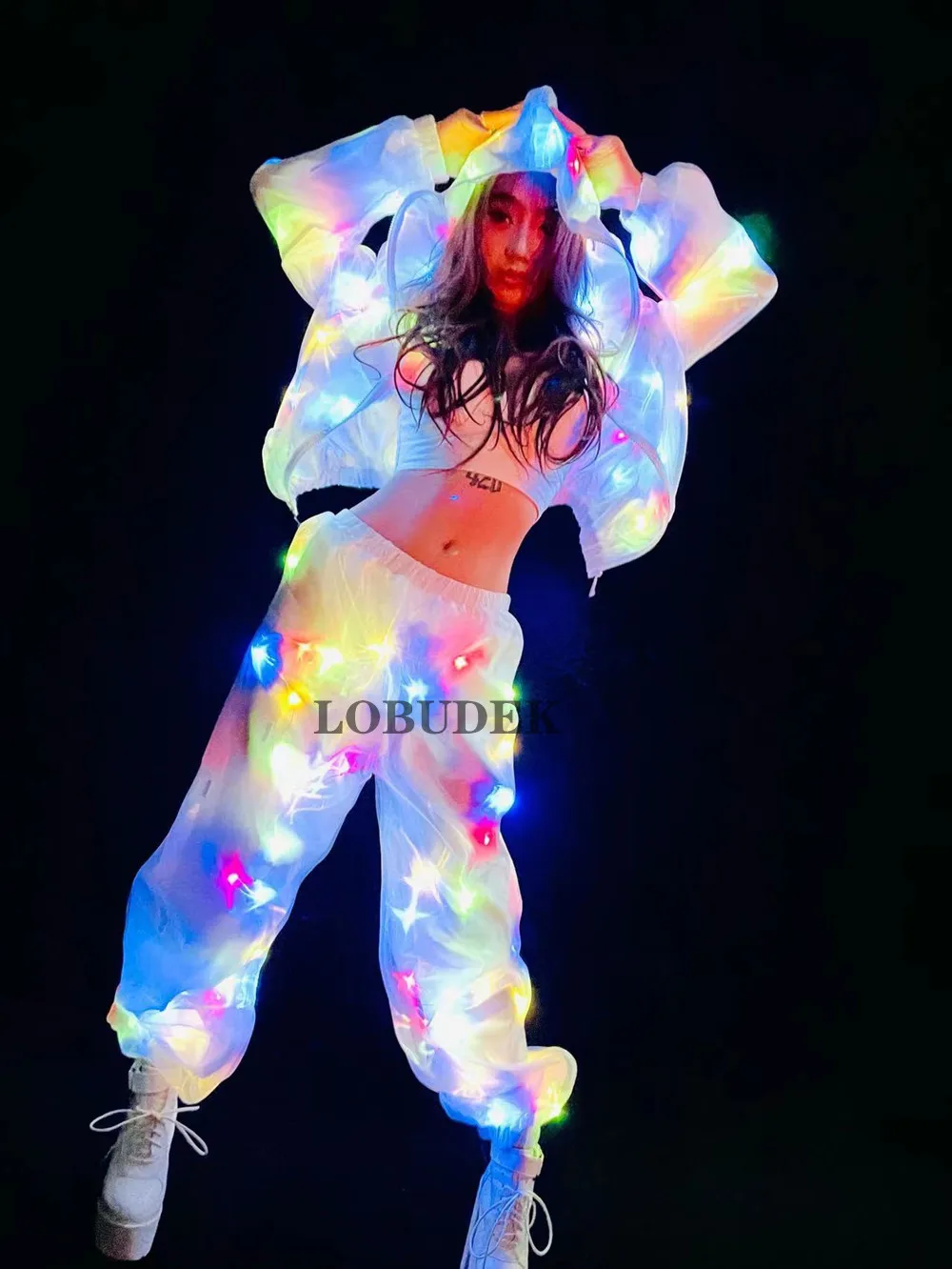 Красочное электронное освещение танцевальный костюм светодиодная светящаяся