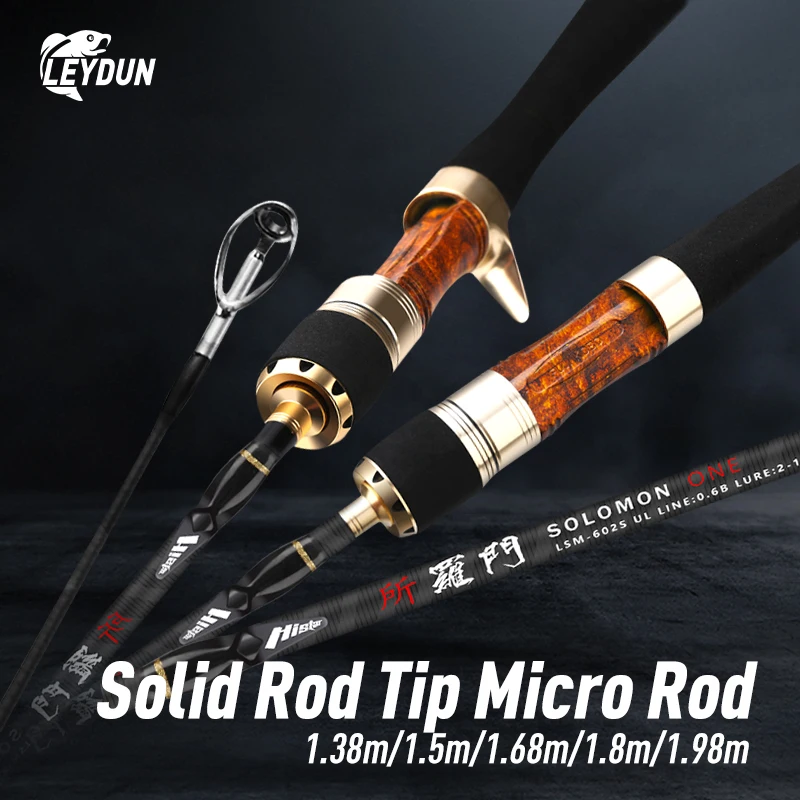 

LEYDUN SOLOMON Micro UL Fishing Rods 1.38m 1.5m 1.68m 1.8m 1.98m Solid Tip Ultralight Travel Spinning Casting Trout Feeder Rod