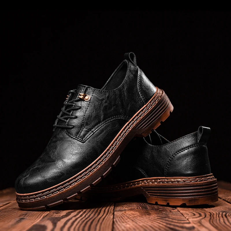 Классические мужские туфли оксфорды из искусственной кожи на шнуровке для офиса