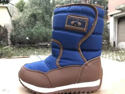 dark blue Новинка, 1 пара, зимние теплые ботинки для девушек, кожаные детские лыжные ботинки-30 градусов, Модные Детские Водонепроницаемые зимние ботинки - Цвет: dark blue
