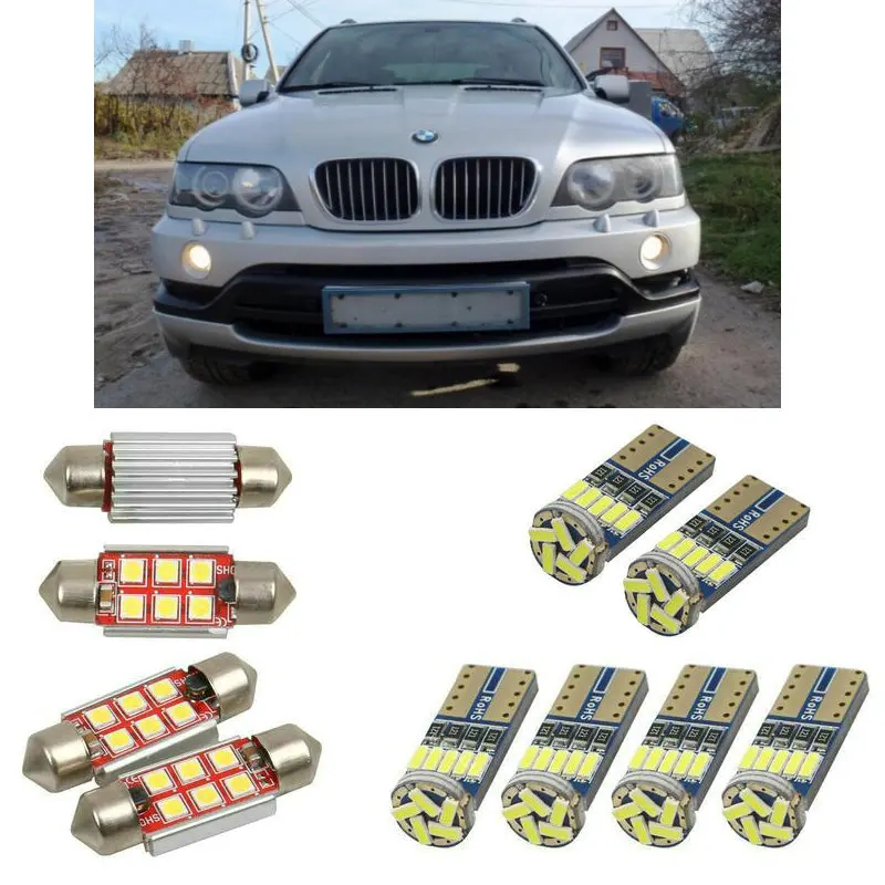 

LED Interior Car Lights For Bmw X5 E53 Error free Map Dome Reading Visor Door FootWell Trunk Courtesy 18pc