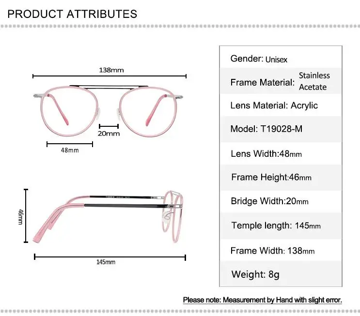 

Ultralight Acetate Alloy Glasses Vintage Unisex Optical Round Eyewear Clear Lens Prescription Myopia Reader Eyeglasses Women Men