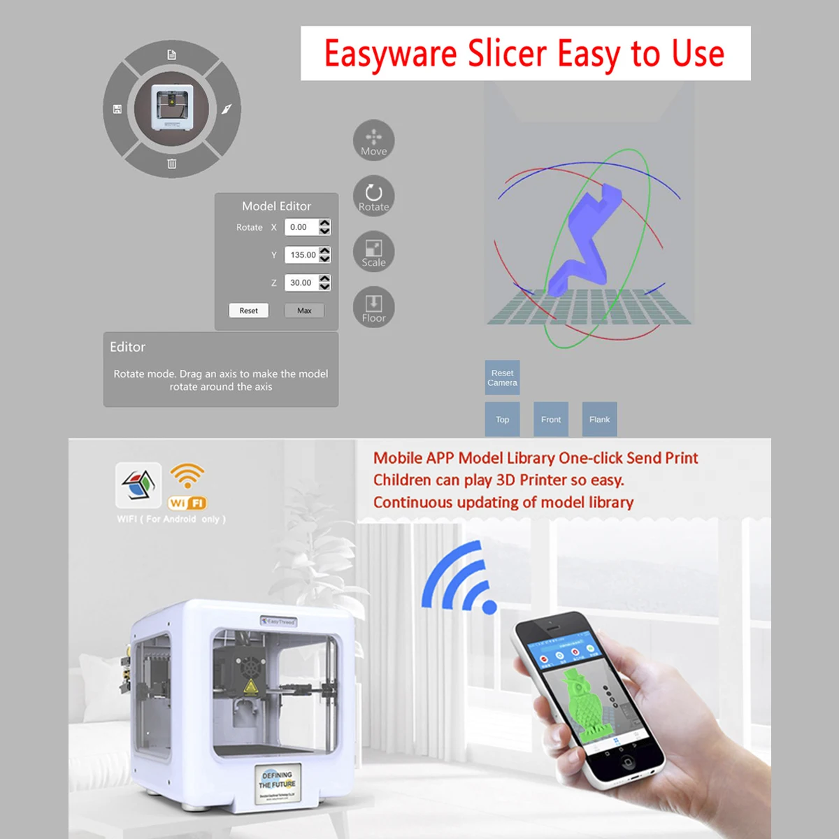 EasyThreed ET 4000 мини настольный Полностью Собранный 3D принтер со съемной магнитной
