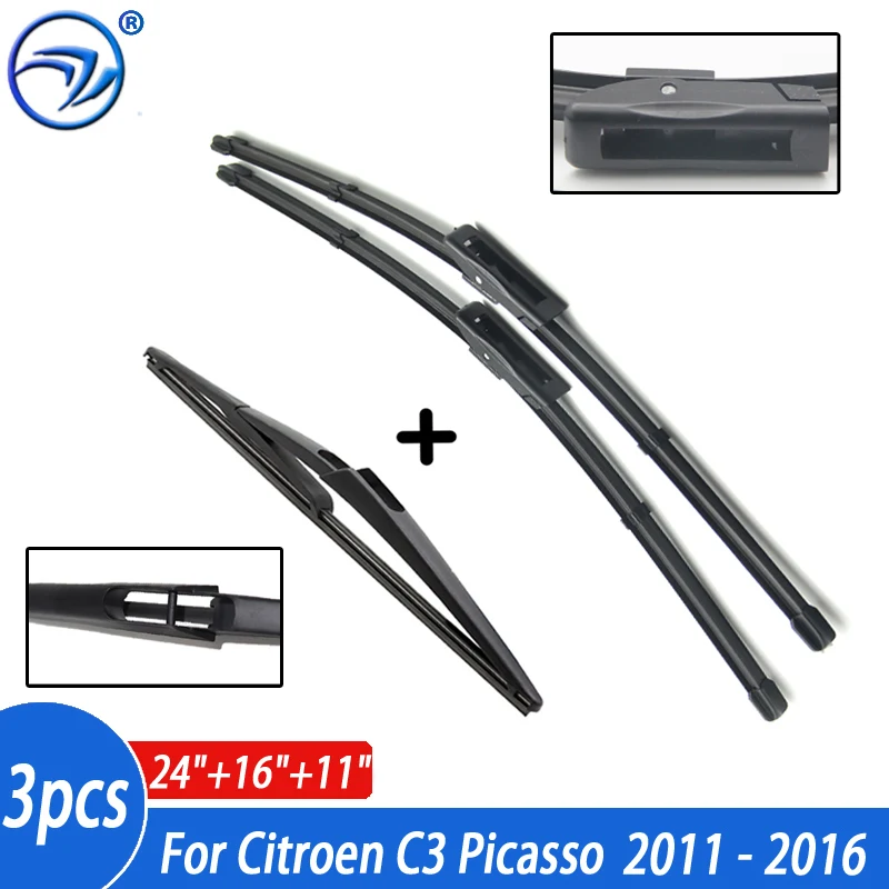 

Щетки стеклоочистителя для Citroen C3 Picasso 2011 2012 2013 2014 2015 2016 24 + 16 + 11 дюймов