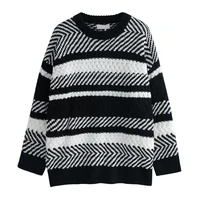 oversized stripe pullover women 2021 new casual loose batwing sleeve o neck sweaters thick warm high quality female jumper tops