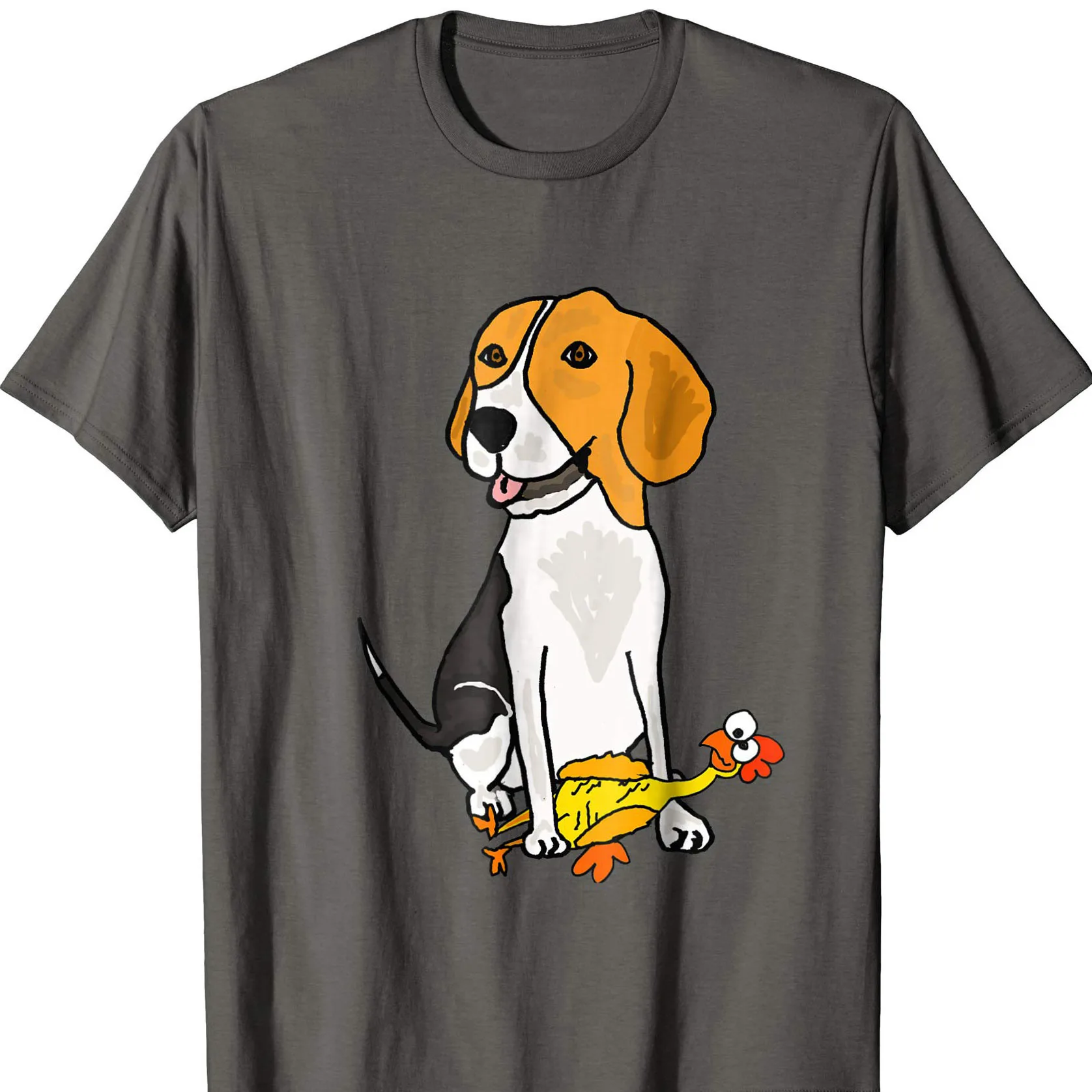 Забавная Beagle и резиновая курица футболка с короткими рукавами Новая модная