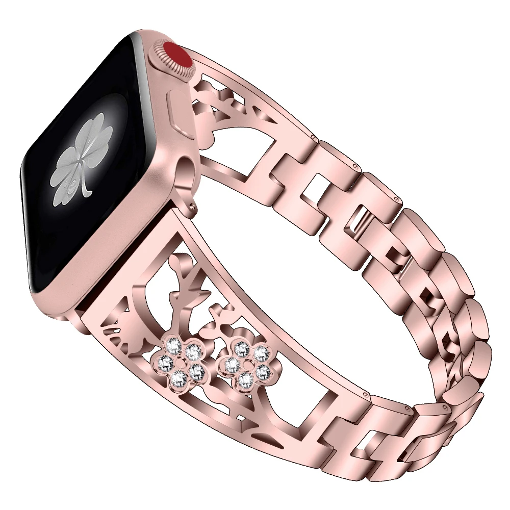 Женский алмазный браслет со стразами для Apple Watch 38 мм 42 мм металлический браслет из нержавеющей стали ремешок для iWatch 40 мм 44 мм серия 5 4 3 2