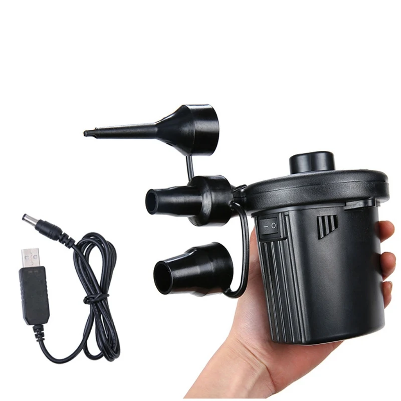 

M89D Electric Air Pump for Inflatables Air Mattress Pump Air Bed Pool Toy Raft Boat Quick Electric Air Pump Black 3 Nozzles