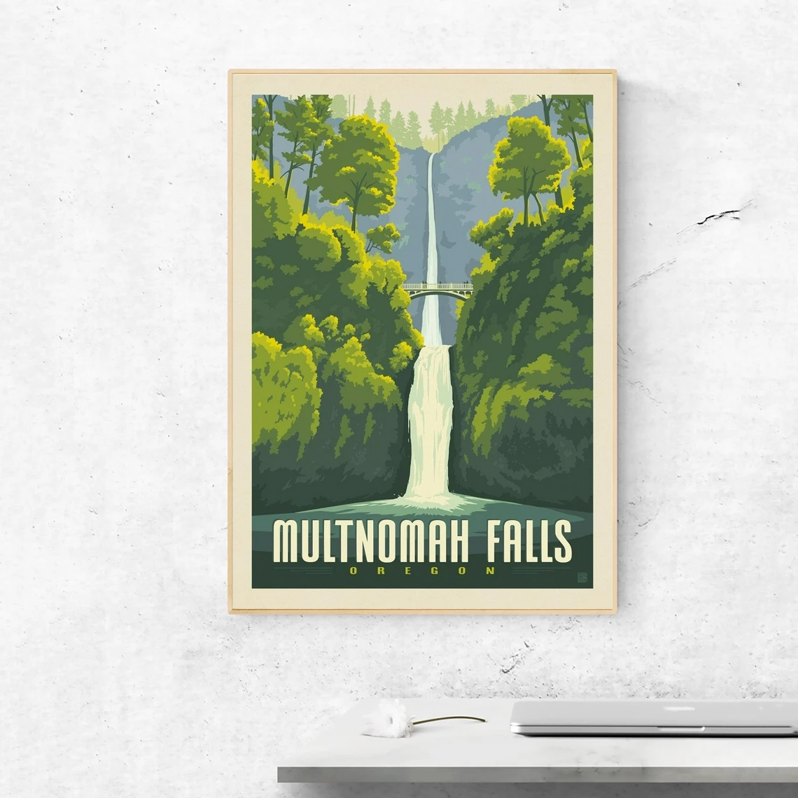 

Постер Multnomah Falls Art, Орегон, ретро дорожный принт, подарок на новоселье, корзина для первого дома, домашний декор, настенное искусство, Винтажн...