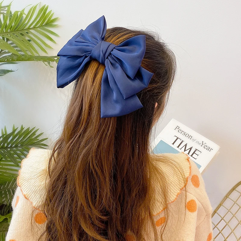 Женская эластичная заколка для волос тканевая повязка на голову с большим бантом аксессуар в Корейском