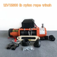 winch car 12v 13500lb electric winch heavy duty atv trailer high tensile nylon rope cable remote control set electric winch