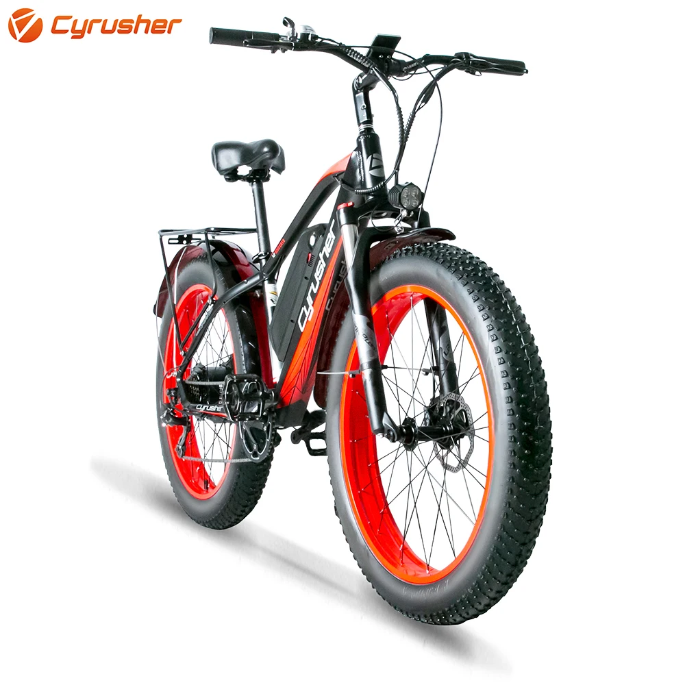Verkauf Cyrusher 26 Zoll Elektrische Fahrrad 48V1000W13A Fett Schnee Mountainbike 4,0 Reifen Strand Ebike Mit Hinten Regal XF650